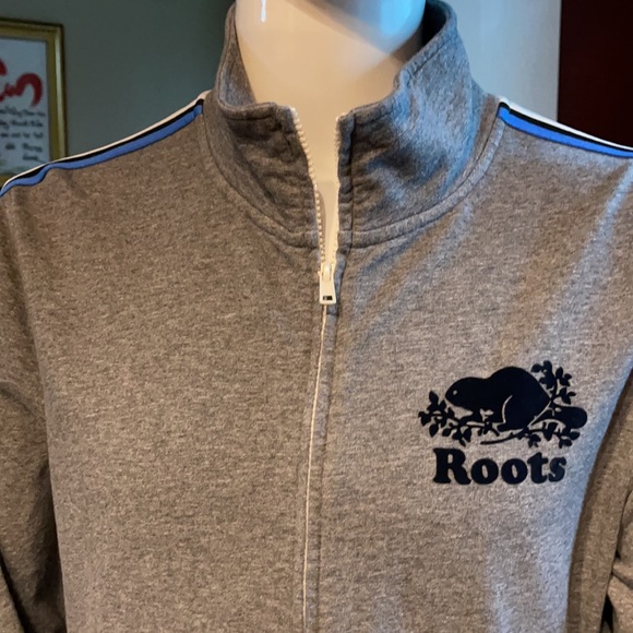 Men’s Roots gray zip up jacket L - Picture 2 of 4